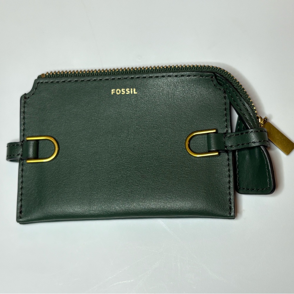 Fossil Kier cactus leather card wallet green